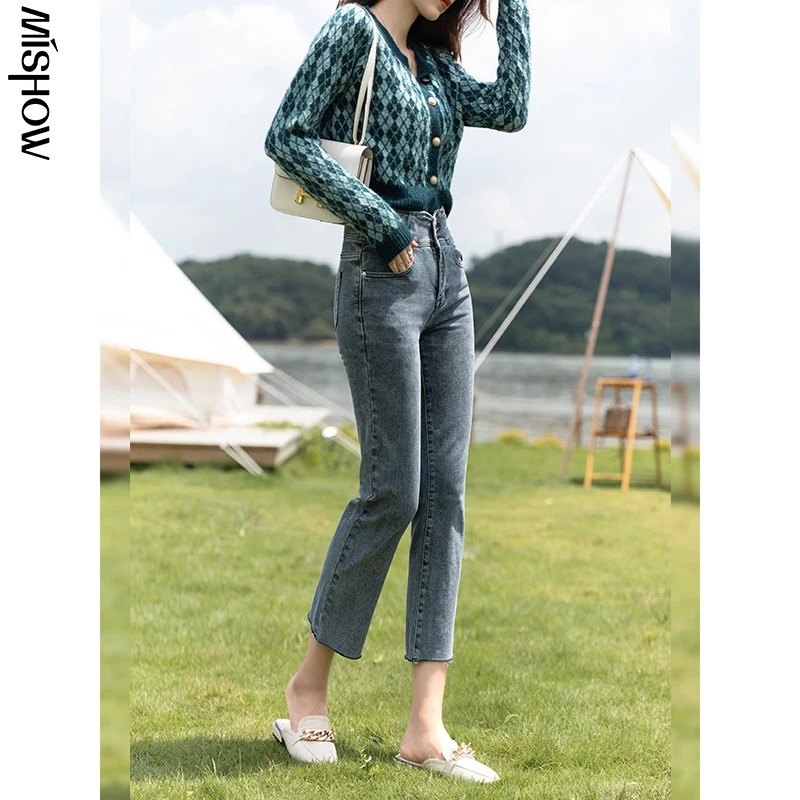 

MISHOW/Модные осенние женские джинсы с высокой талией, новинка 2021, узкие брюки-карандаш, Стрейчевые обтягивающие брюки, женские повседневные б...