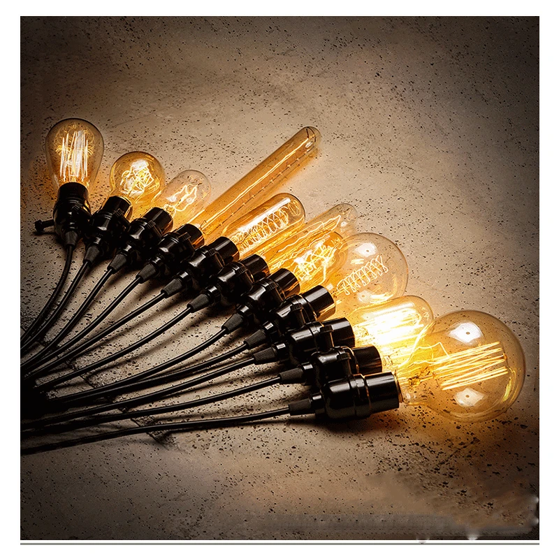 

E27 Screw Mouth Retro Edison Antique Chandelier Restaurant Bar Teahouse Hanging Wire Lamp Holder lamp