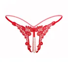 Женские трусики-стринги с вырезами, имитация стринги с жемчугом, прозрачное сексуальное модное нижнее белье с вырезами