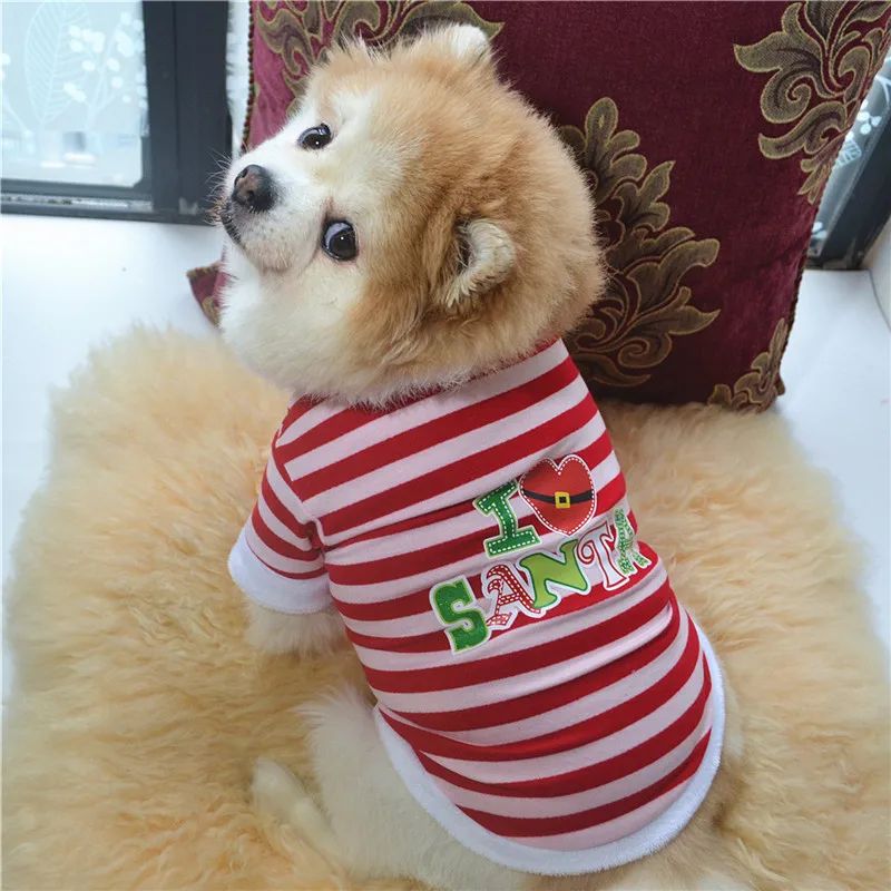 

Christmas Stripes Winter Clothes for Dog Hoodies Pet Christmas Clothes for Pugs Warm Cute Teacup Puppy Clothes Sweater for Dogs
