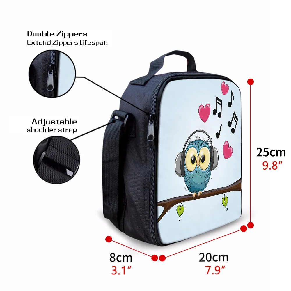 Новые сумки для ланча с рисунком совы музыка сердце путешествий на открытом