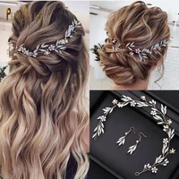 a173 bohemia bridal headband rhinestone women tiara hair accessories crystal bride headpiece party hair jewelry earring set