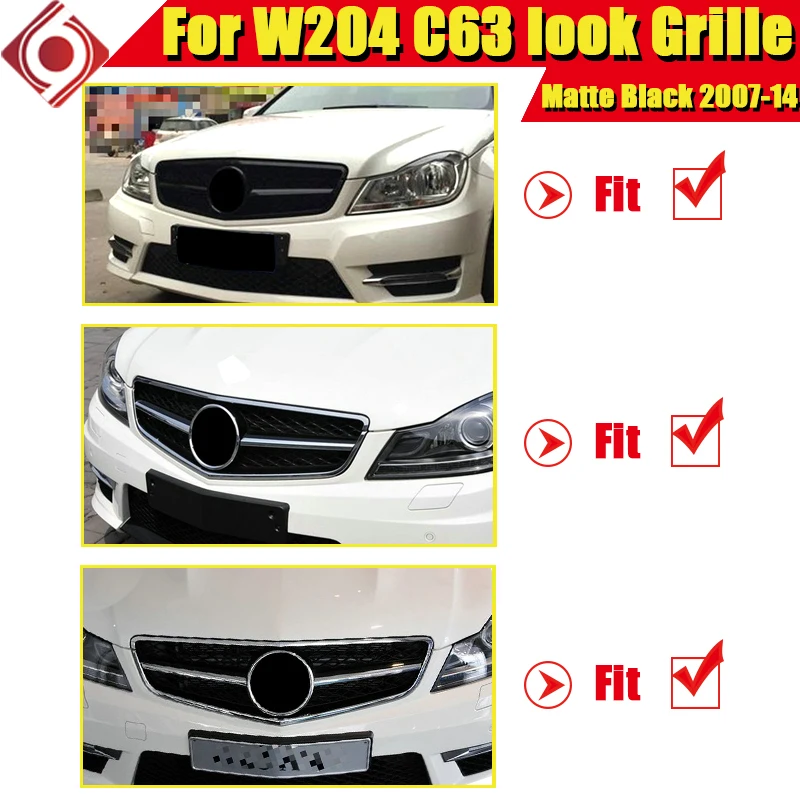 Для Mercedes C Class W204 C204 Coupe Спортивная Передняя решетка гриль решетки ABS материя черный C63 Стиль прямой 1:1 замена 2007-14