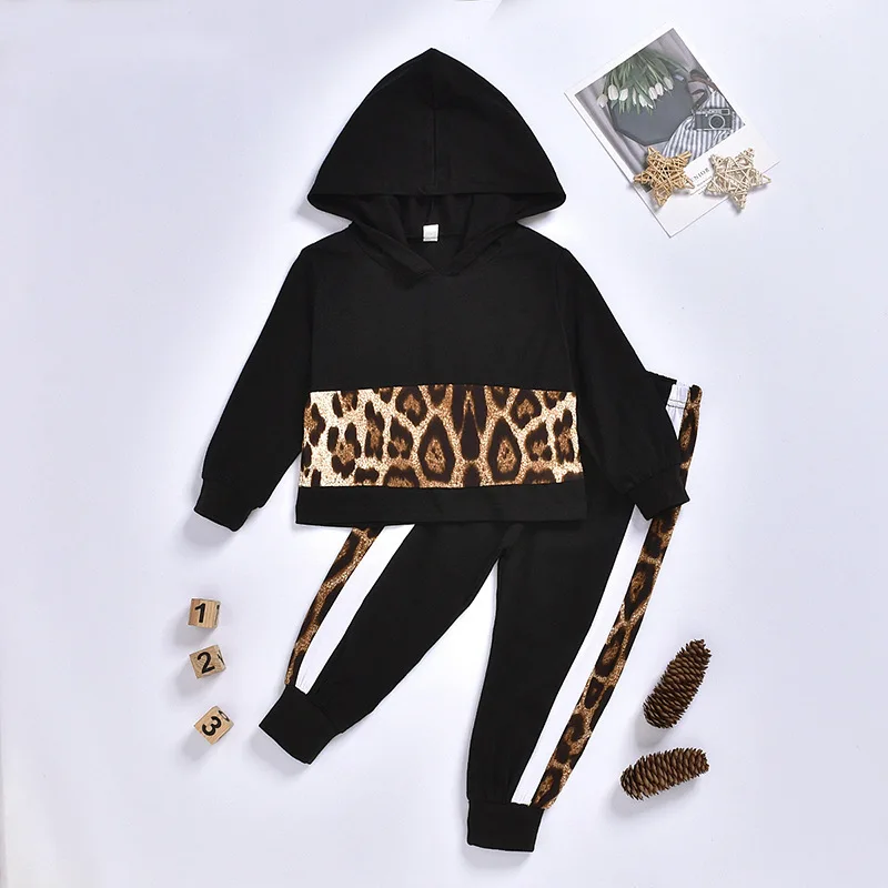 2 предмета детские толстовки с капюшоном и леопардовым принтом для девочек