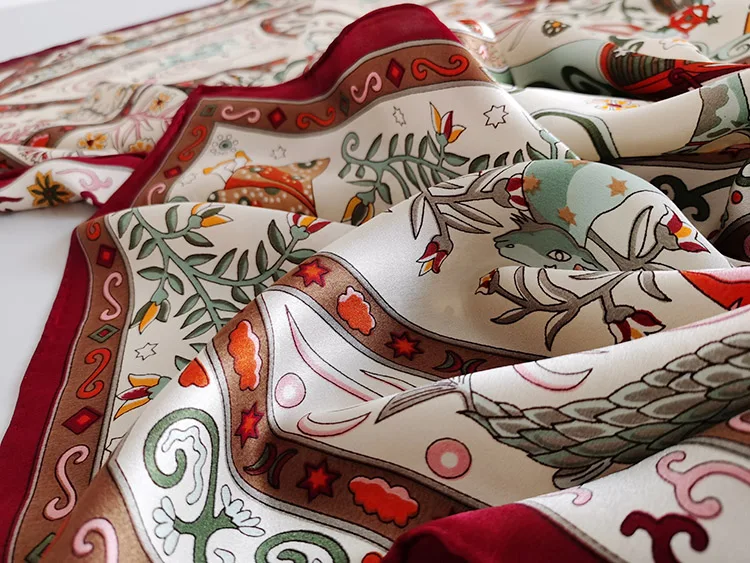 

100% Pure Silk Satin Square Big Scarf Shawl Wrap Kerchief 43.3"x43.3" WJ065