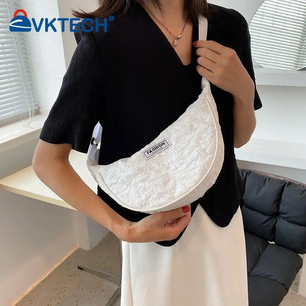 

Модная женская плиссированная однотонная сумка-мессенджер через плечо, повседневная женская маленькая сумочка, забавные сумки