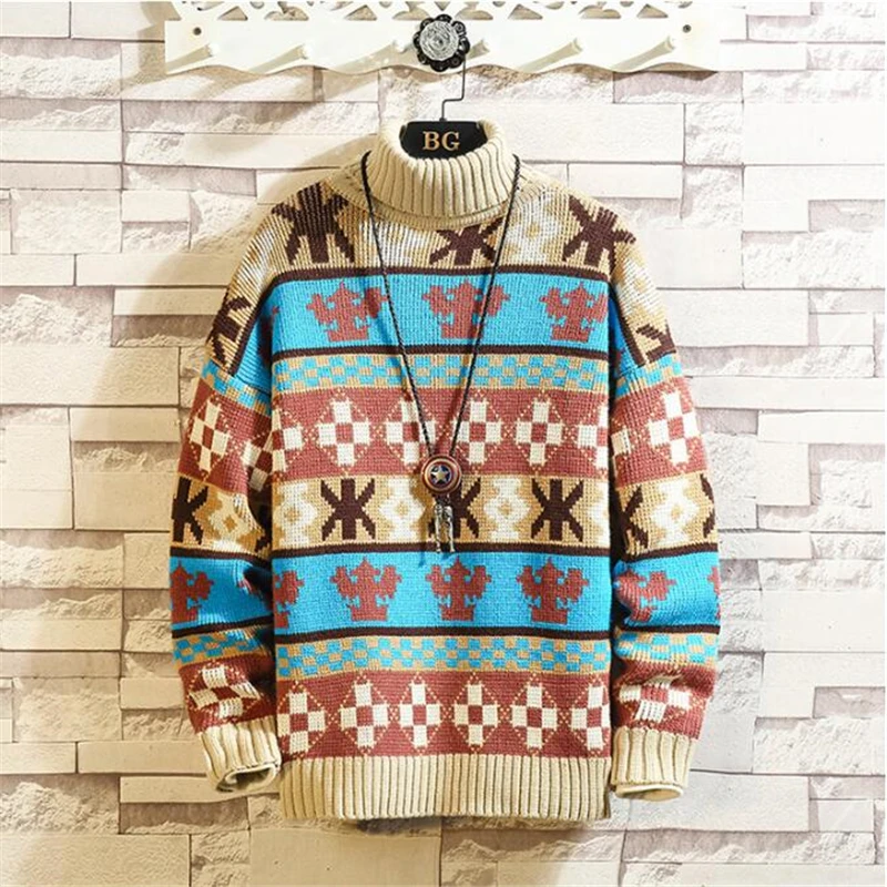 Мужской свитер с высоким воротником модель 2020 года модные тонкие вязаные свитера