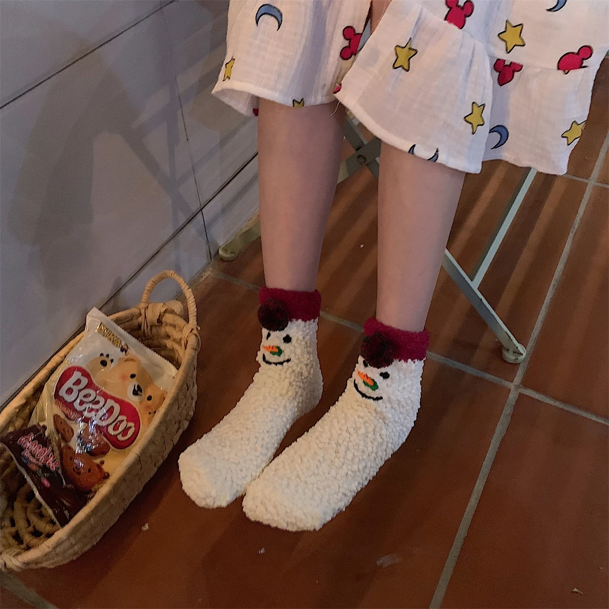 New Fashion Winter Warm Christmas Mid-tube Plush Socks, Comfortable Coral Fleece Warm Floor Socks,New Year Gifts, Cute Female  s