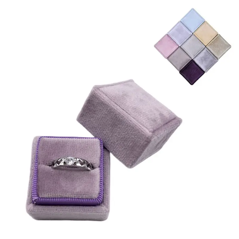 Бархатная винтажная коробка с одним кольцом квадратная Свадебная церемония со