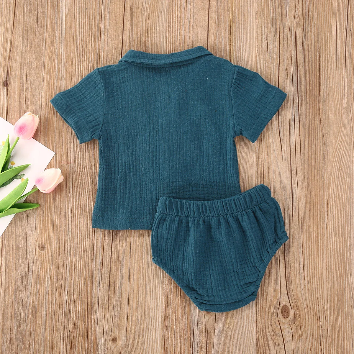 Комплект одежды для маленьких девочек и мальчиков однотонная плиссированная