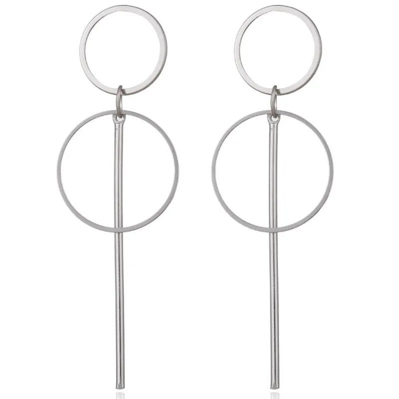

Simple Personality Geometric Alloy Double Round Dangle Earrings for Women