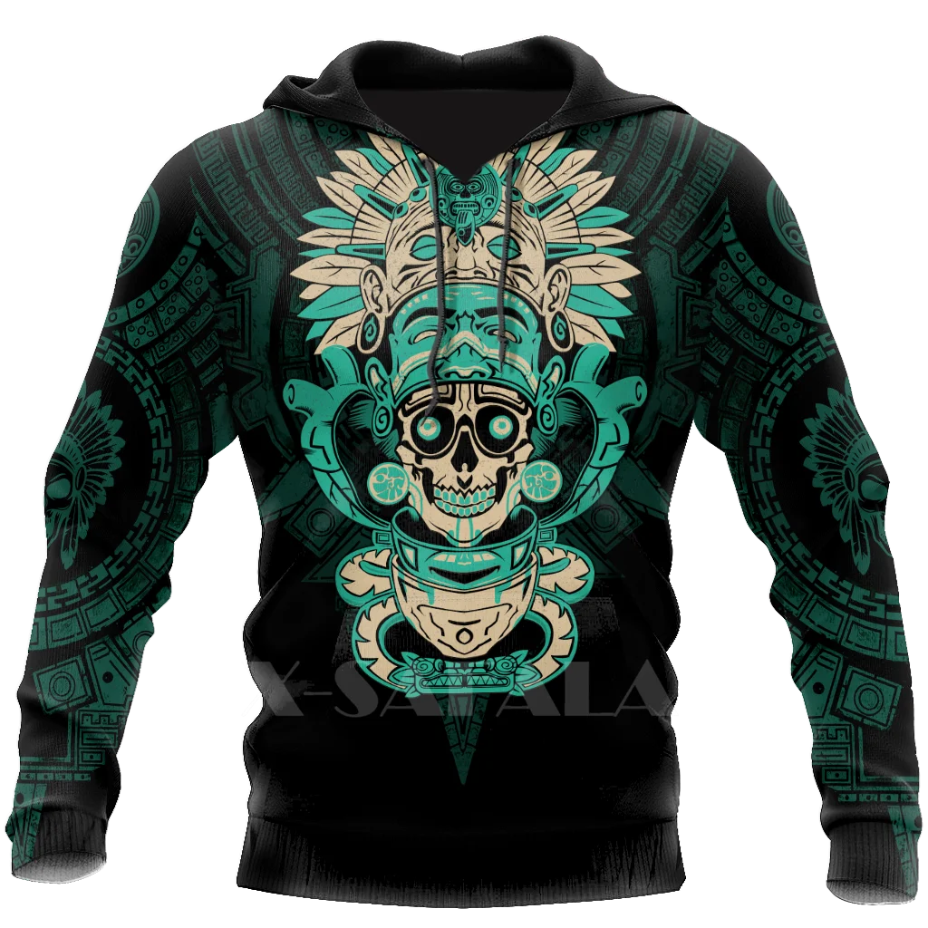 

Толстовка Aztec с 3D рисунком черепа Майя из дня мертвецов, мужская и женская верхняя одежда в стиле Харадзюку, пуловер на молнии, Свитшот унисе...