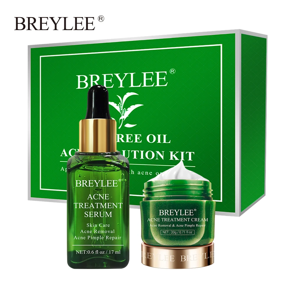 

BREYLEE Anti Acne Repair Set Facial Acne Treatment Removal Oil Control Cream Shrink Pores Moisturizing Face Skin Care Serum