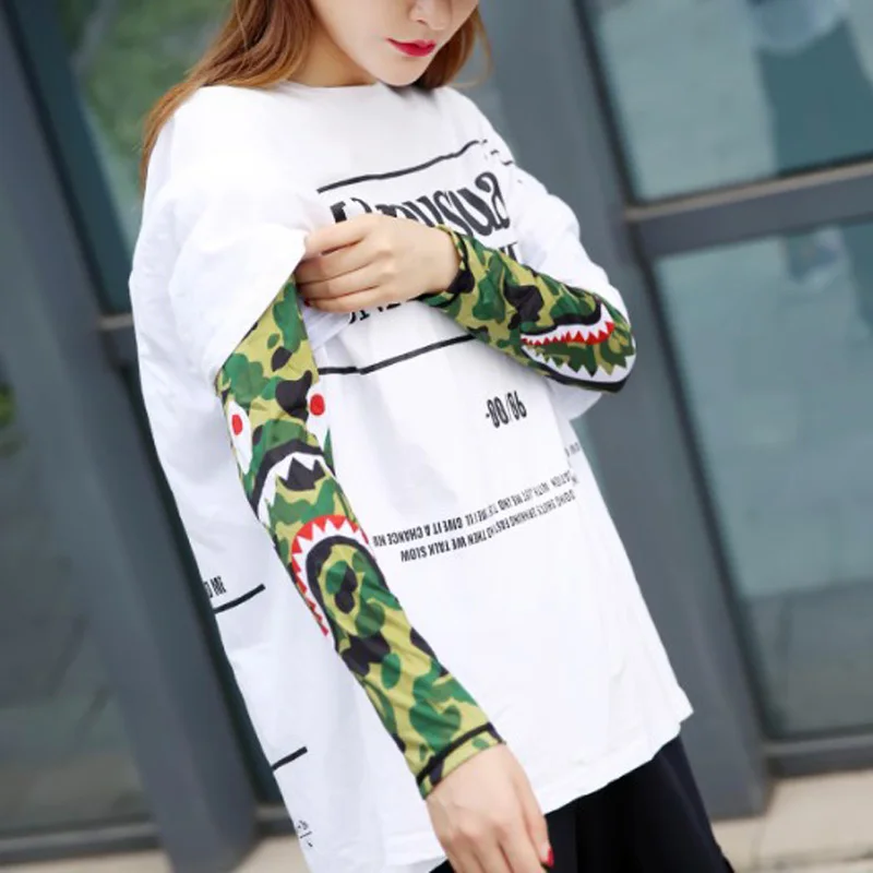 Зеленый Motorcycle Arm Sleeve Fashion Creative Sun Protection Arm Sleeves Breathable Ice Silk Arm Sleeve for Women Motorcycle Accessory - Цвет: Зеленый