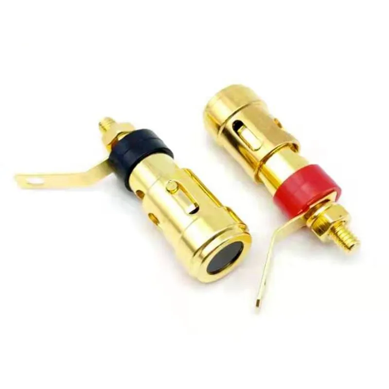 2 шт. Позолоченные банановые гайки из чистой меди Штекерный разъем банана красные