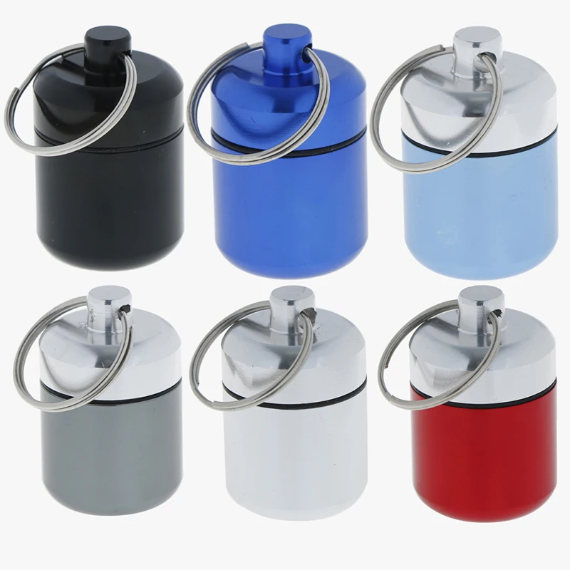 

1PC/5pcs Waterproof Aluminum Pill Box Case Bottle Cache Drug Holder Container Keychain Medicine Box Health Care