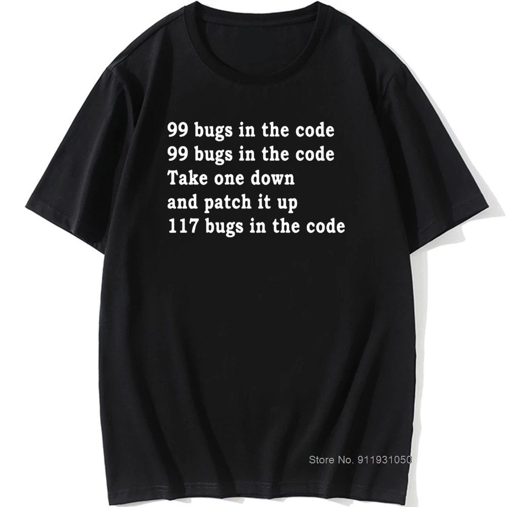 

Casual Vintage Funny Software Engineer 99 Bugs In The Code Gift for Engineer Programmer T Shirts Men Cool Short Sleeve Cotton