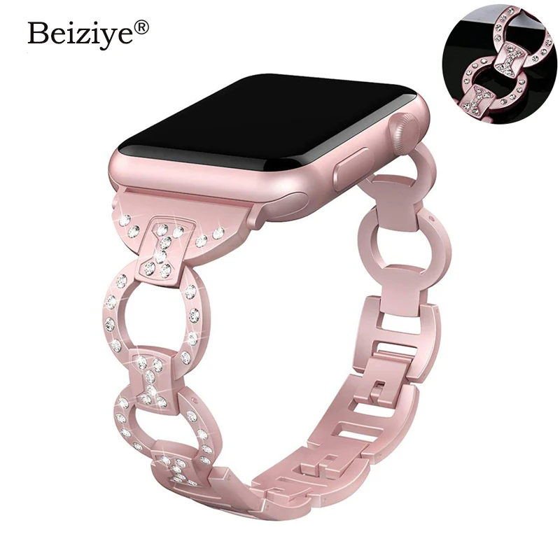 Женский бриллиантовый браслет для Apple Watch 38 мм 42 мм для iWatch 40 мм 44 мм серия 5 4 3 2 1 ремешок для часов из нержавеющей стали