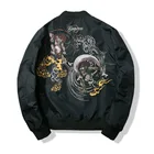 Куртка-бомбер с вышивкой в японском стиле для мужчин и женщин, бейсбольная куртка для пар, уличная одежда в стиле Харадзюку, ветровка, Осень-зима