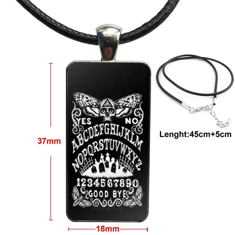 

Design Ouija Board In My Story Glass Pendant Necklace Handmade Half Pendant Rectangle Necklace For Men Women
