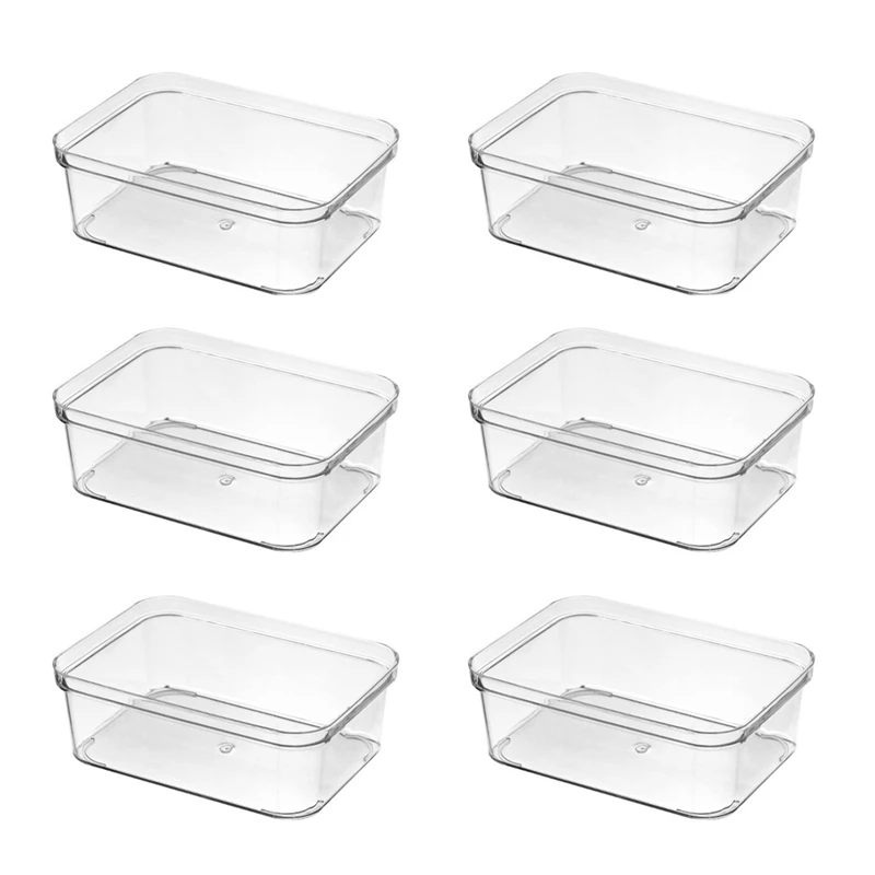 

6Pcs Transparent Drawer Storage Box No Lid Partition Small Items Kitchen Sundries Sorting Box Partition Box
