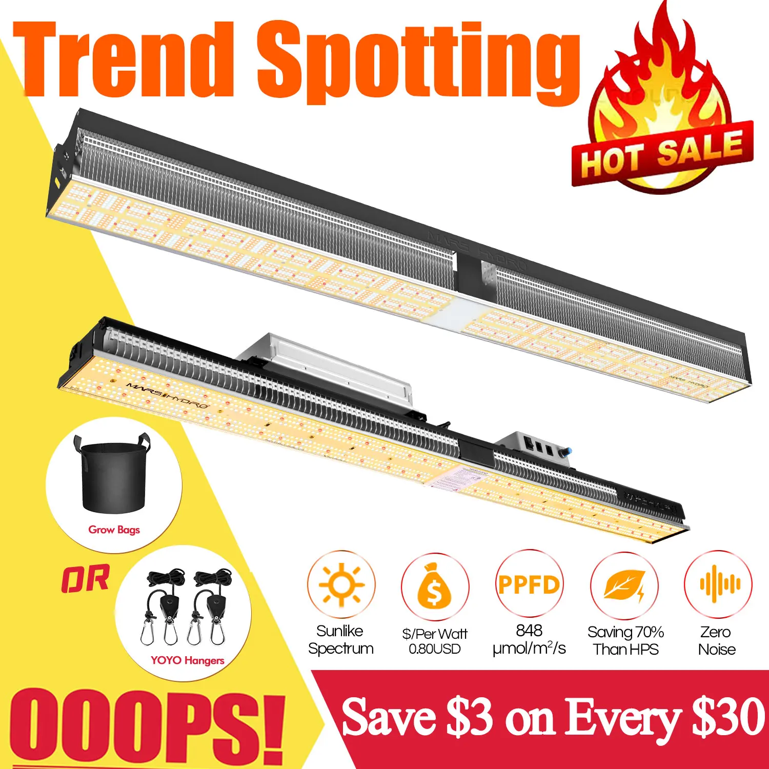 Распродажа! Светодиодная лампа полного спектра Mars Hydro SP 3000 6500 Samsung LM301B для