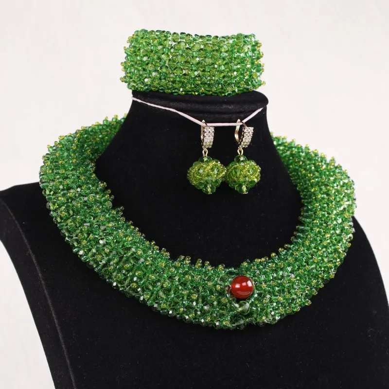 ?? Dudoシャイニングスタイルパープル/グリーンアフリカジュエリーセットチョーカーデザインネックレスブレスレットイヤリングジュエリーセット2020新