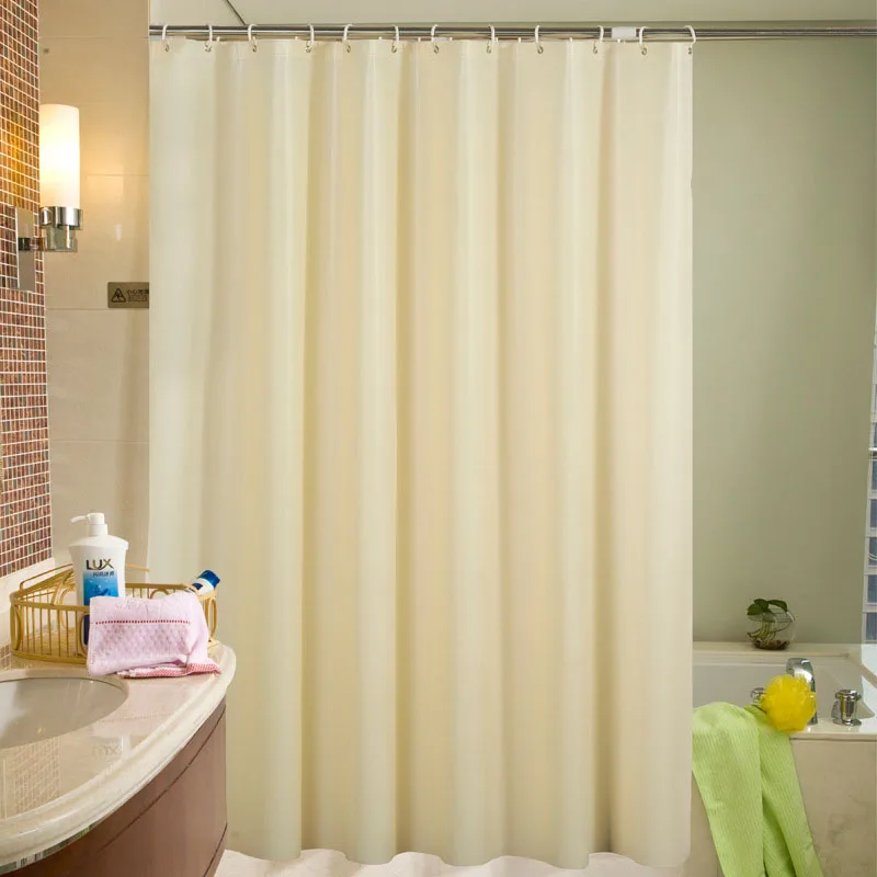 

European Shower Curtain Solid Color Waterproof Bath Curtains With Hook Washable Bathing Screens For Home Bathroom Accessories