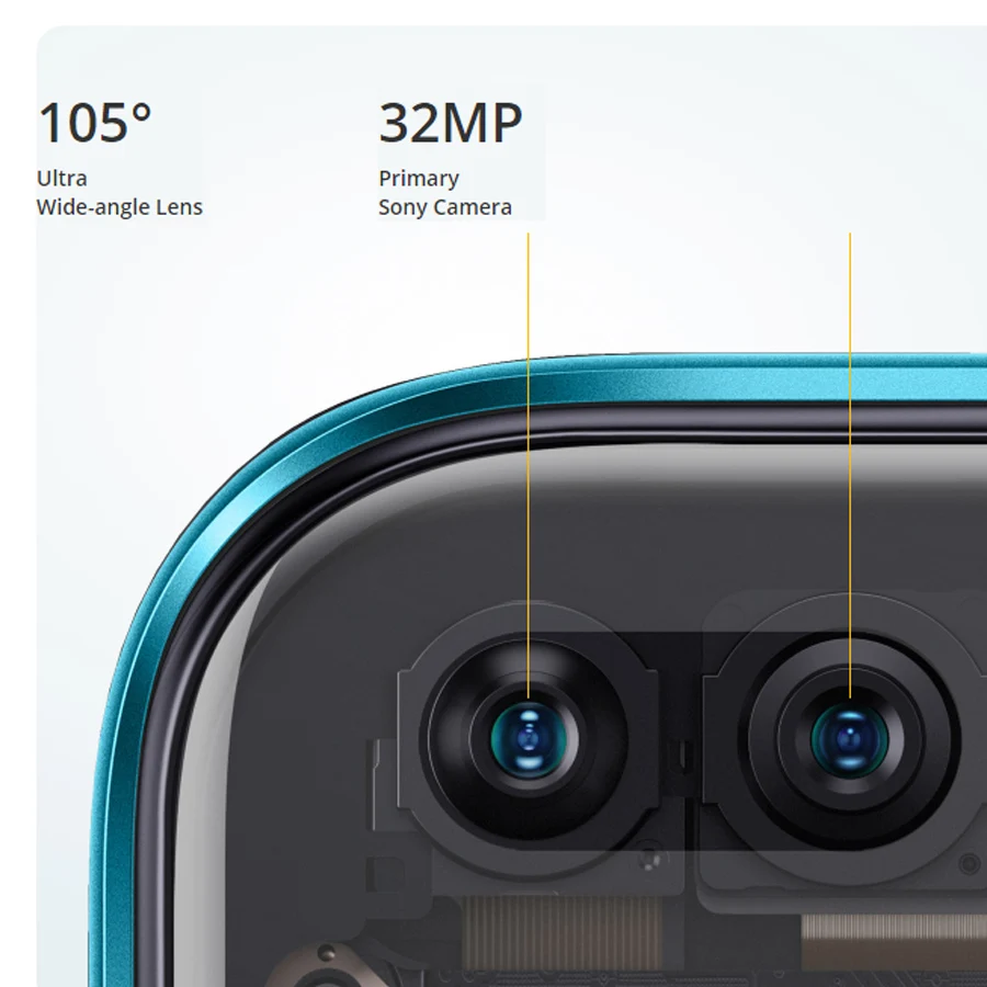 Realme X3 RMX2086 NFC 6 'Ǝ/12 Гб 128/256 ГБ 64MP Snapdragon 855 + 64 Мп 60X суперзум 4200 мА/ч 30W Дротика