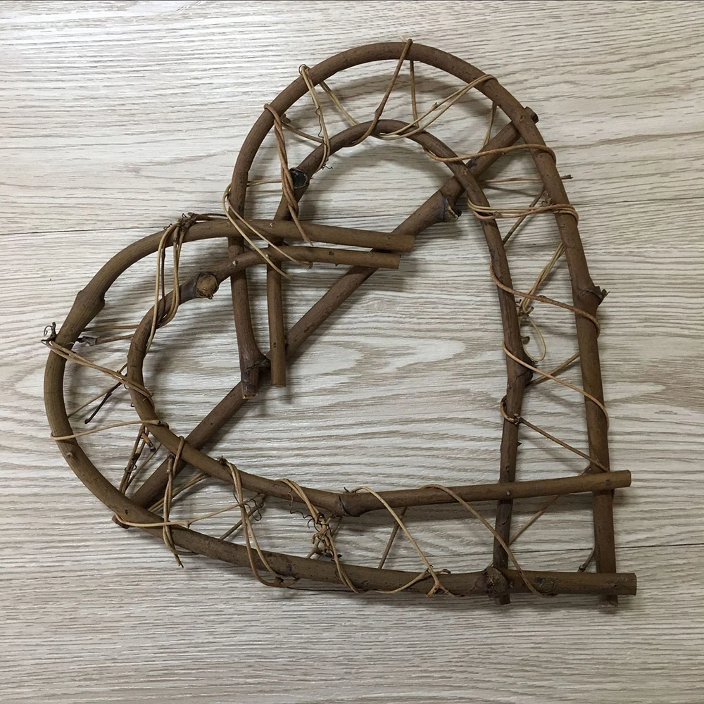 Сушеный венок из ротанга в форме сердца свадебный Рождественское украшение для