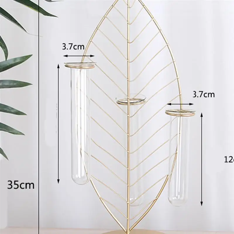 Стеклянная ваза креативная тестовая трубка в форме листа железная для цветов