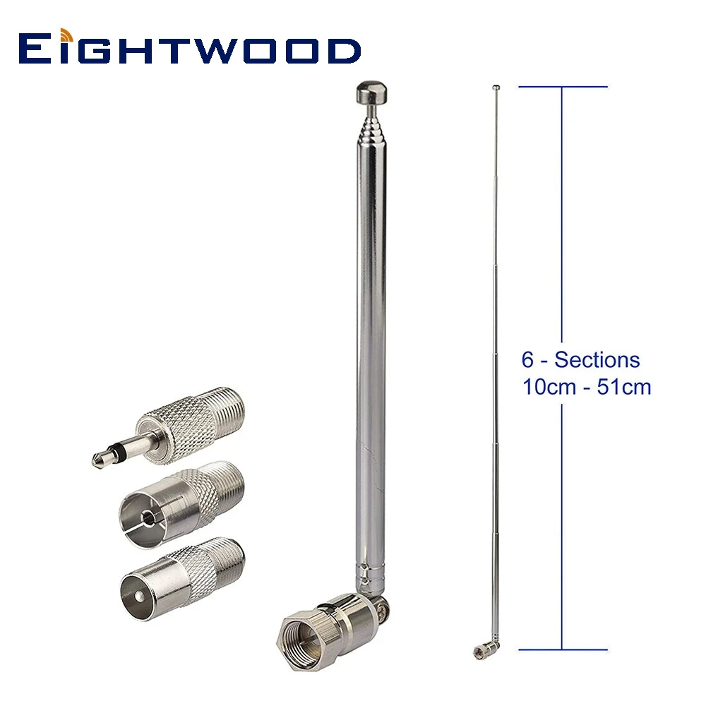 Eightwood FM Radio Antenna Replacement 51cm 7-Sections Teles