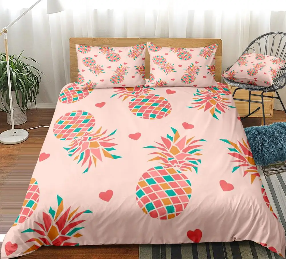 

Pineapple Bedding Set Striped Fruits Duvet Cover Set Tropic Fruit Bed Linen Kids Teens Bed Set Stripe Home Textile Bedclothes