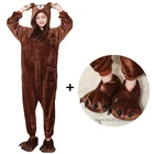 Комбинезон-кигуруми Женский, мужской, с единорогом, с мультяшными животными, домашняя одежда, зимний теплый костюм, комбинезон на молнии