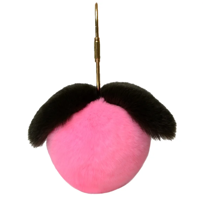 

New Fashion Lovely Rabbit Hair Peach Keychains Pendant Small Fresh Peach Fur Bag Key Chain Pendant Peach Pendant Key Rings