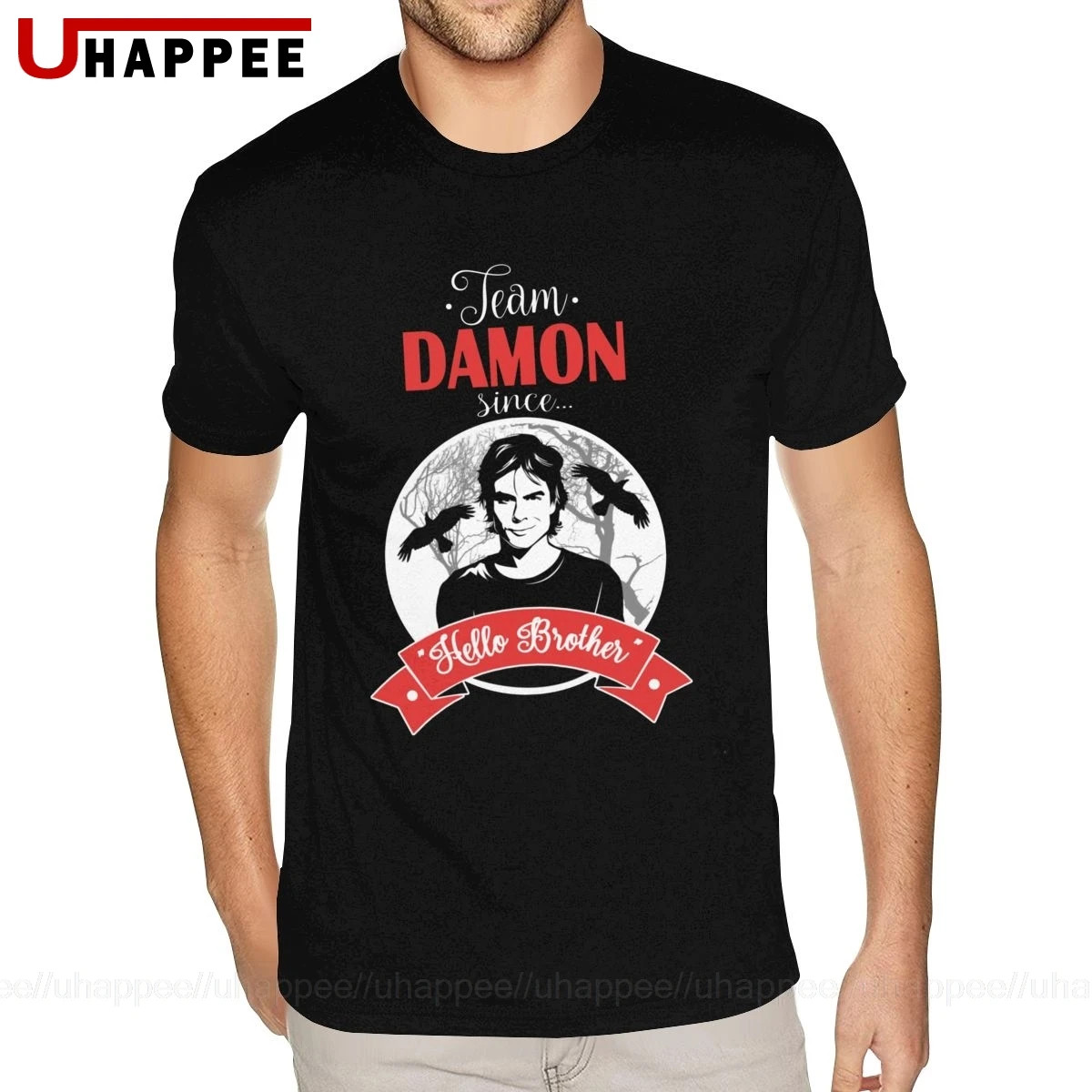 Забавная футболка с деймоном Сальваторе Дневники вампира ТВ шоу Мужская дешевая
