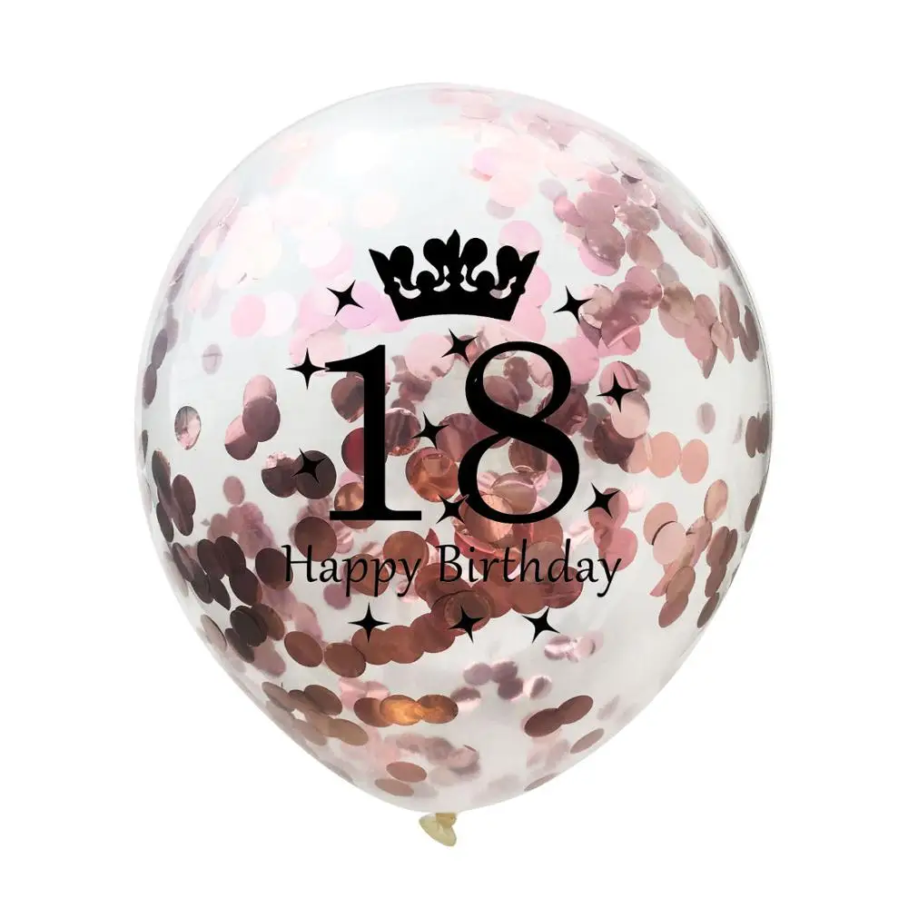 5pc Inflatable Confetti Balloons 12 Inch Latex Clear Birthday 18 30 40 50 Anniversary Wedding Decoration Party Favors | Дом и сад