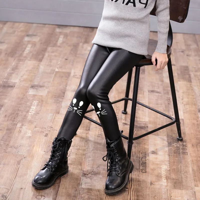 C Warm Pants Искусственная Кожа Детская теплая Зимние леггинсы для девочек плотные штаны для детей ясельного возраста штаны Рождество Детские плотные леггинсы для девочек для маленьких девочек одежда для детей - Цвет: C Warm Pants