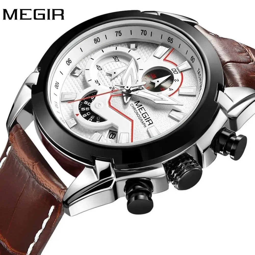 Часы MEGIR Мужские кварцевые в стиле милитари брендовые Роскошные армейские
