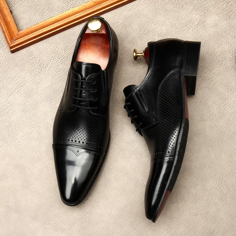 Туфли мужские из натуральной кожи Классическая Удобная дышащая деловая обувь
