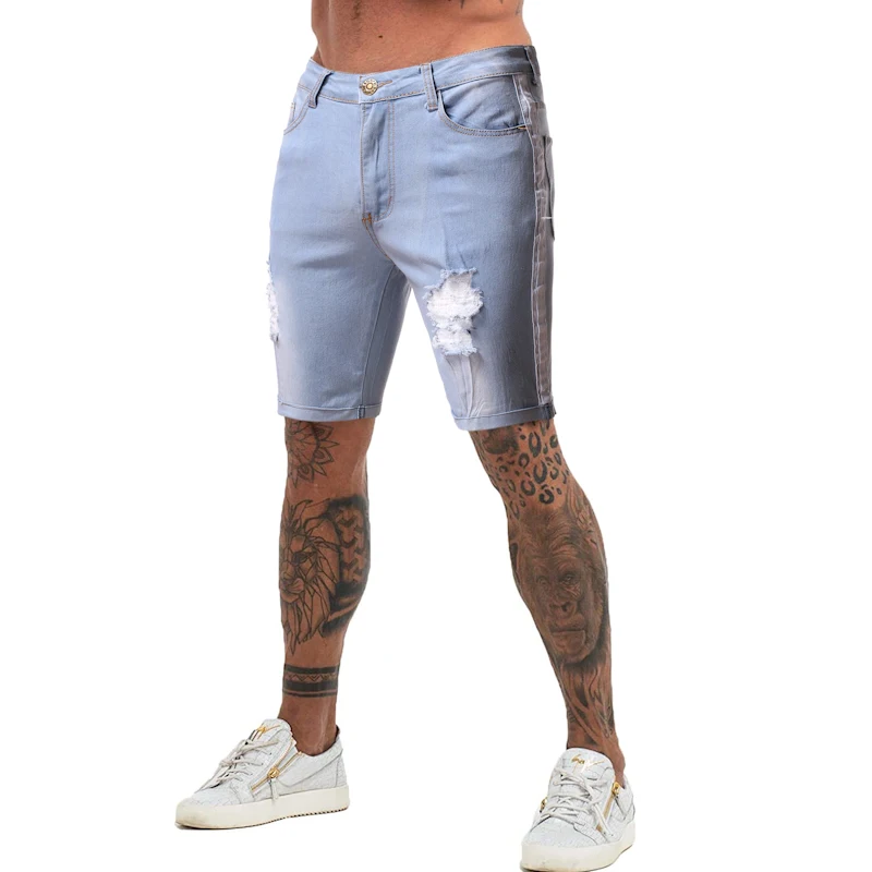 

Eu Size New Style Woven Ribbon Men's Casual Denim Shorts Knee Length Trousers