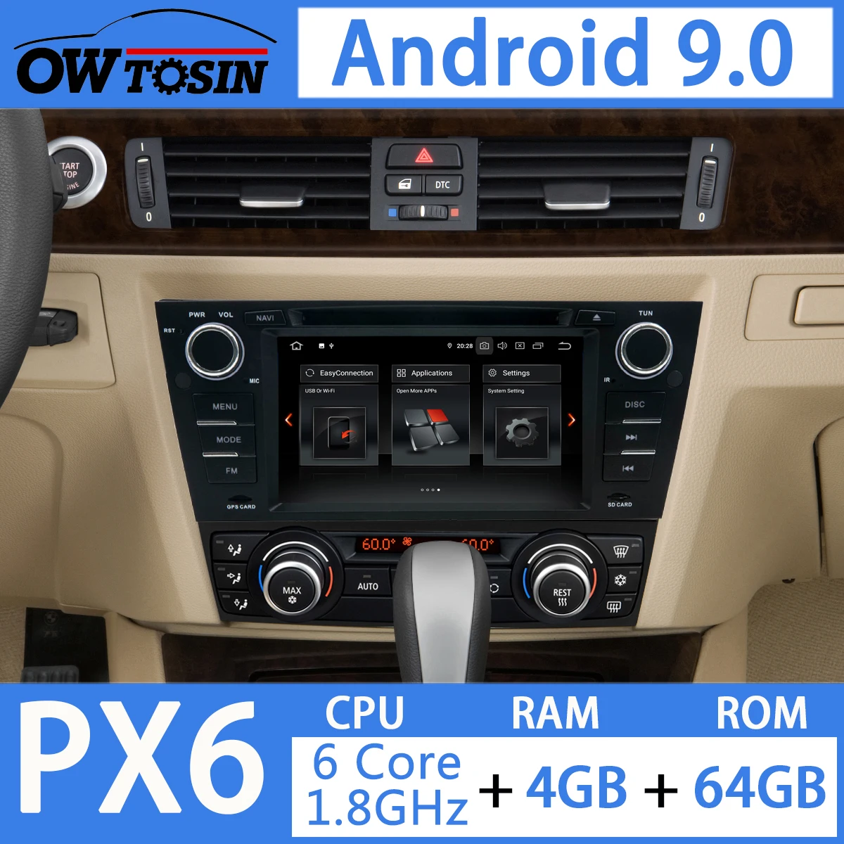 7 &quotPX6 4 Гб + 64 ГБ Android 9 0 Автомобильный мультимедийный DVD плеер gps навигации радио