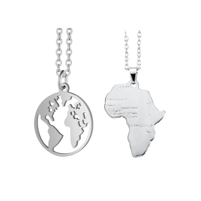 Fashion Statement Necklace Women Geometric Pendant Collar Jewelry Origami Africa Global World Map |