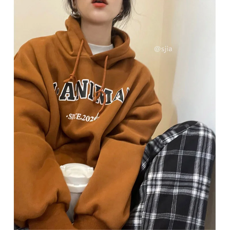 Женские толстовки с капюшоном и принтом в виде американского алфавита женский