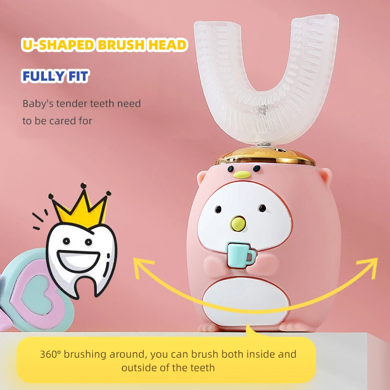 Новинка 360 ° умная звуковая U образная Детская электрическая зубная щетка Usb