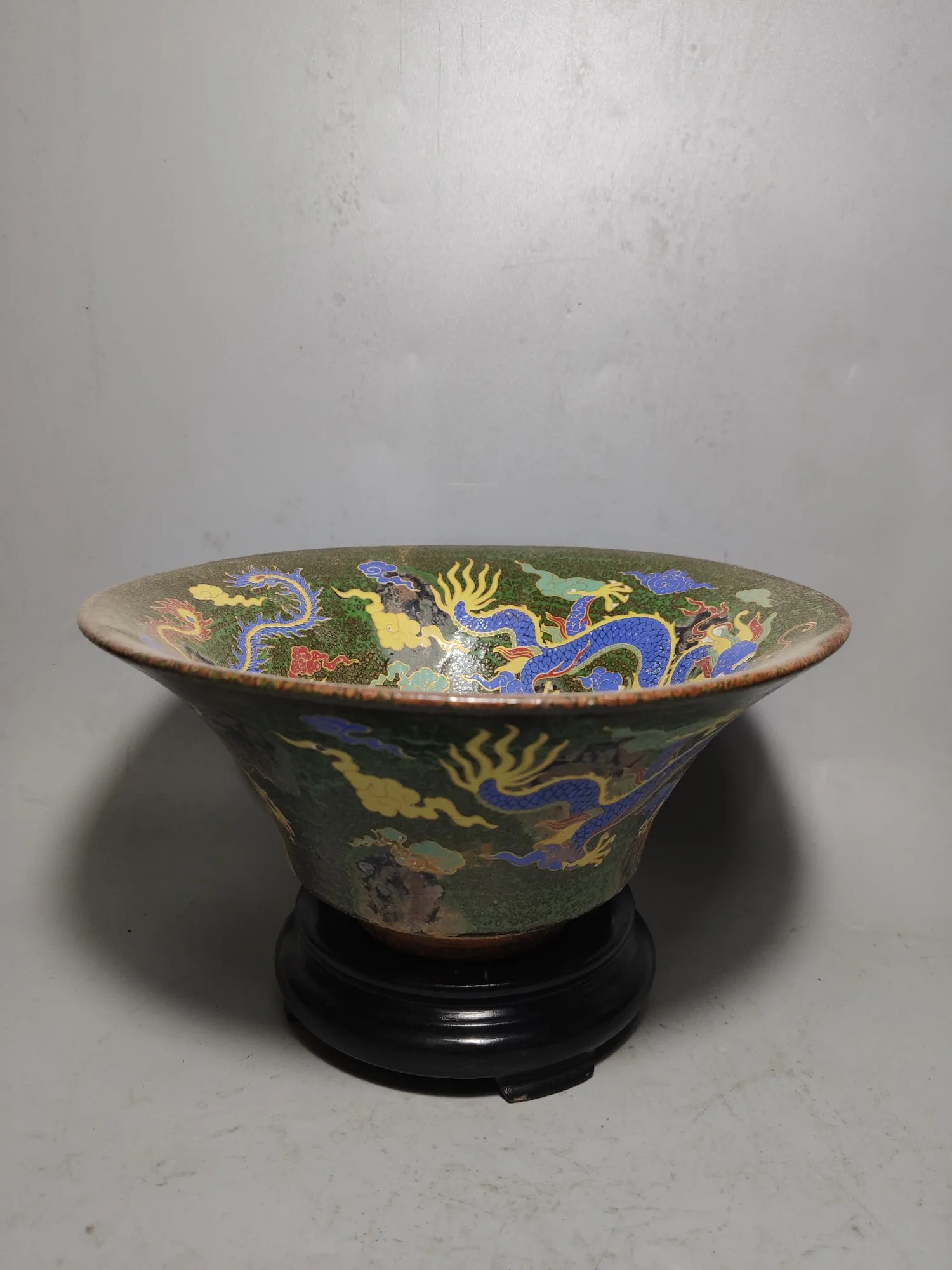 

Exquisite retro gold painted dragon and Phoenix hat bowl decorative ornaments