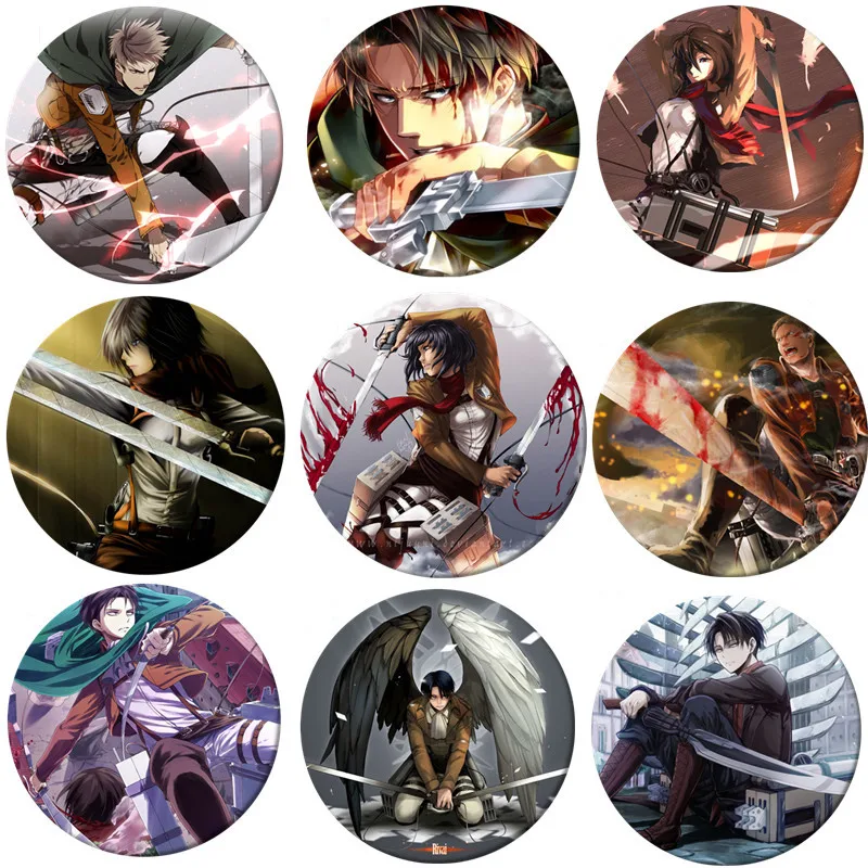 

Anime Brooch Pin Attack on Titan Badge Mikasa Ackerman Levi Ackerman Eren Jaeger Brooch Pin for For Clothes Backpack Decoration