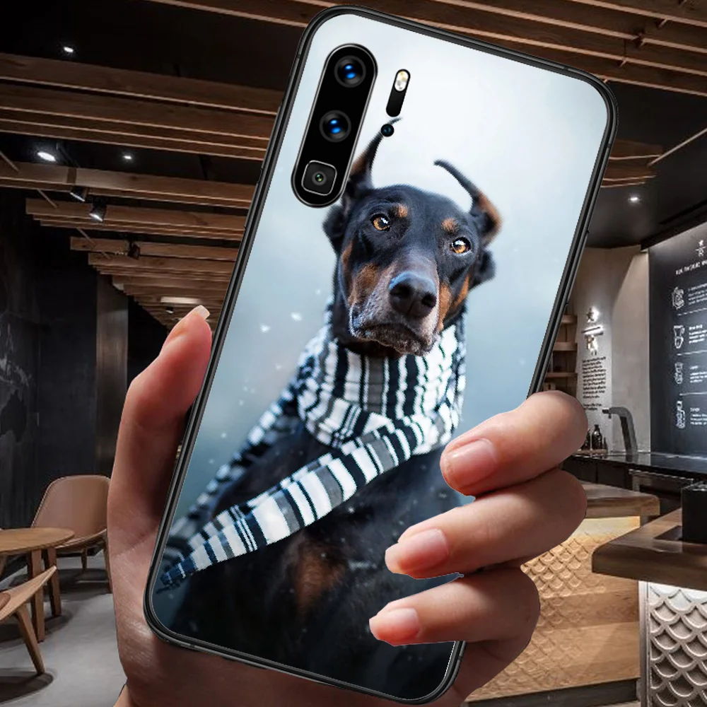 

Doberman Dog Phone Case For Huawei P Mate Smart 10 20 30 40 Lite Z 2019 Pro black Cell Trend Back Painting Etui Luxury Prime