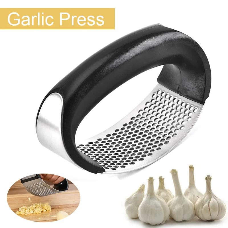 

Stainless Steel Garlic Press Garlic Crusher Tool Garlic Ginger Press Hand Held Garlic Presser Rolling Crusher Kitchen Tools