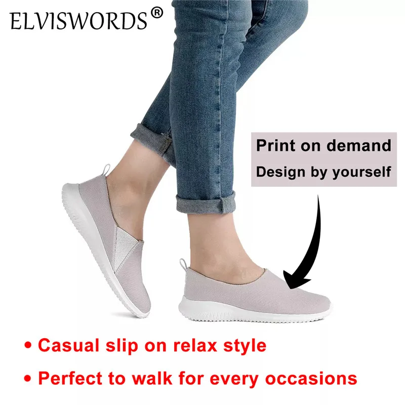 

ELVISWORDS Women's Comfortable Flat Shoes 2020 Stylish 3D Custom Design Casual Slip On Relax Style Female Spring/Autumn Footwear